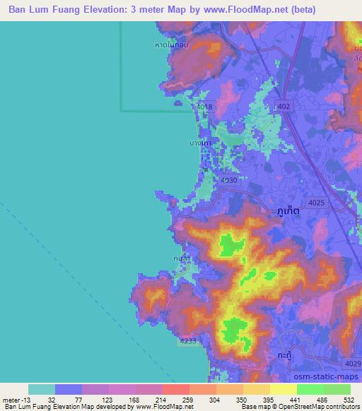 Ban Lum Fuang,Thailand Elevation Map