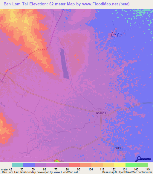 Ban Lom Tai,Thailand Elevation Map