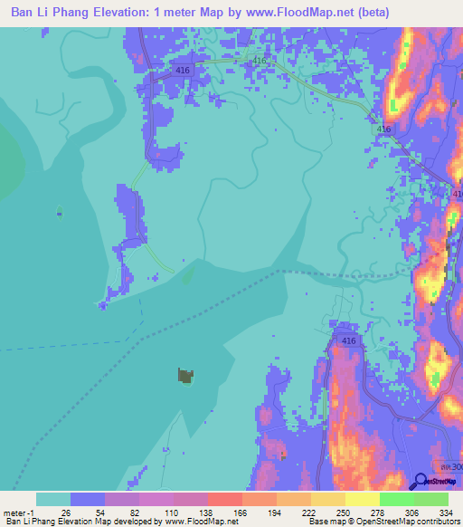 Ban Li Phang,Thailand Elevation Map