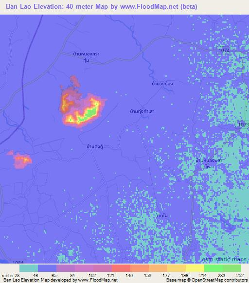 Ban Lao,Thailand Elevation Map