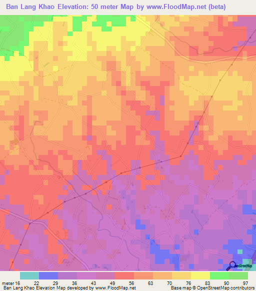 Ban Lang Khao,Thailand Elevation Map
