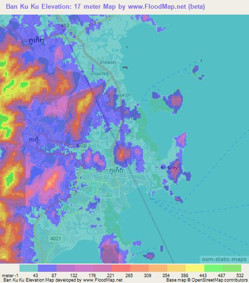 Ban Ku Ku,Thailand Elevation Map
