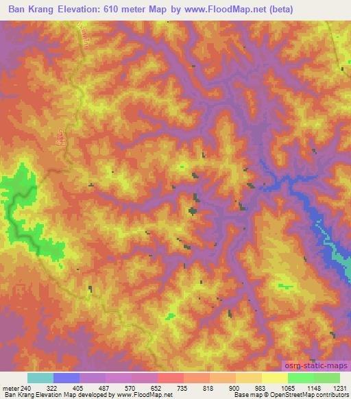 Ban Krang,Thailand Elevation Map