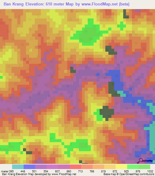 Ban Krang,Thailand Elevation Map