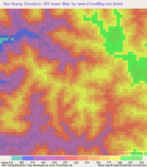 Ban Krang,Thailand Elevation Map