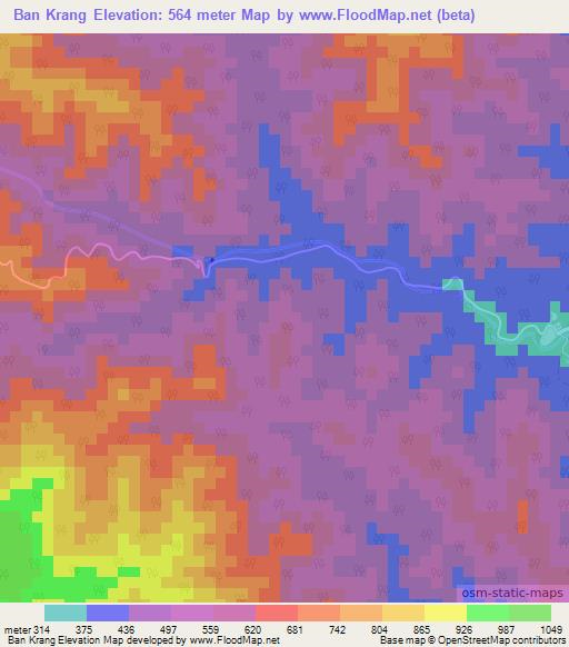 Ban Krang,Thailand Elevation Map