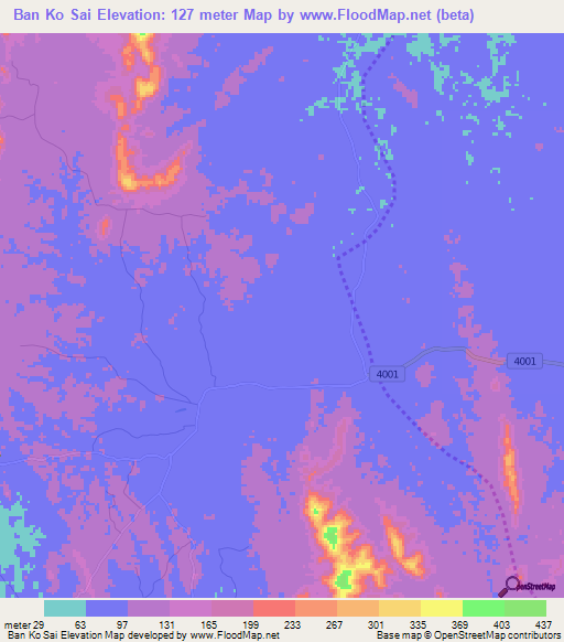 Ban Ko Sai,Thailand Elevation Map