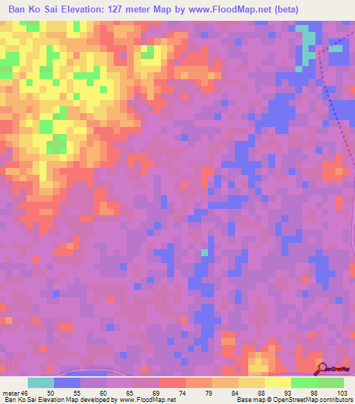 Ban Ko Sai,Thailand Elevation Map
