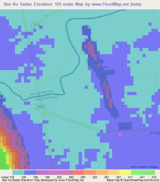 Ban Ko Sadao,Thailand Elevation Map