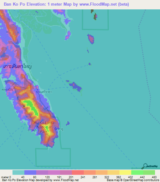 Ban Ko Po,Thailand Elevation Map