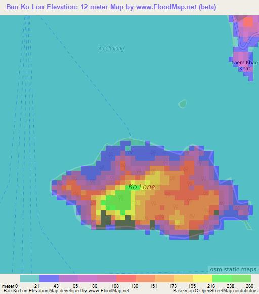 Ban Ko Lon,Thailand Elevation Map