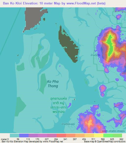 Ban Ko Kloi,Thailand Elevation Map