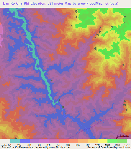 Ban Ko Cha Khi,Thailand Elevation Map