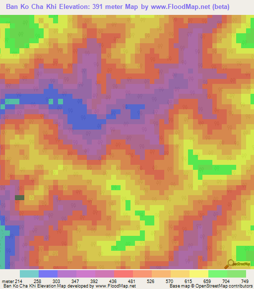 Ban Ko Cha Khi,Thailand Elevation Map