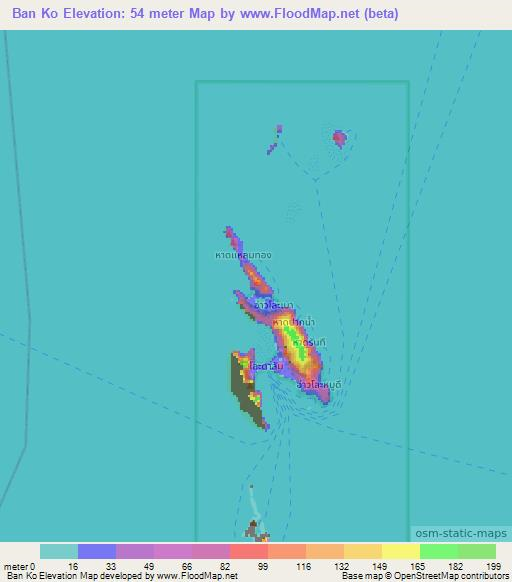 Ban Ko,Thailand Elevation Map