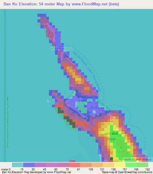 Ban Ko,Thailand Elevation Map