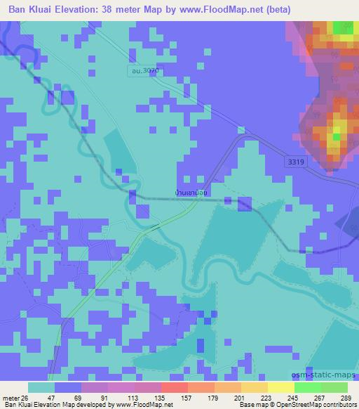 Ban Kluai,Thailand Elevation Map