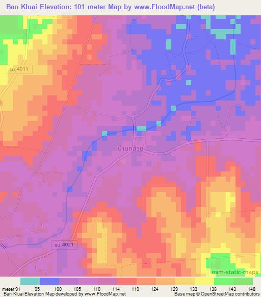 Ban Kluai,Thailand Elevation Map