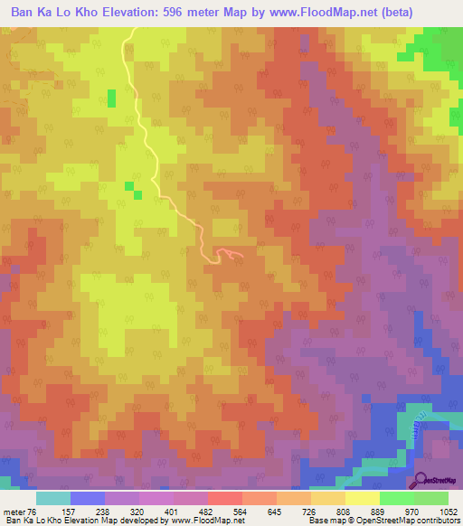 Ban Ka Lo Kho,Thailand Elevation Map