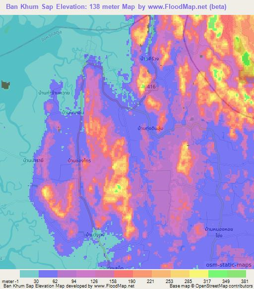 Ban Khum Sap,Thailand Elevation Map