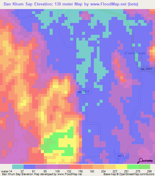 Ban Khum Sap,Thailand Elevation Map