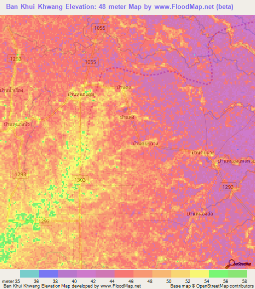 Ban Khui Khwang,Thailand Elevation Map