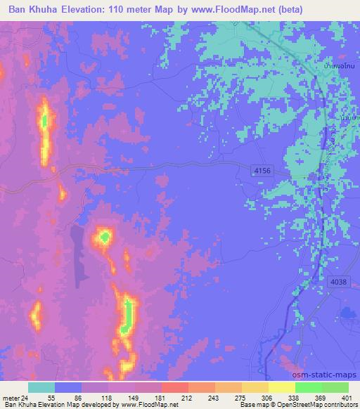Ban Khuha,Thailand Elevation Map