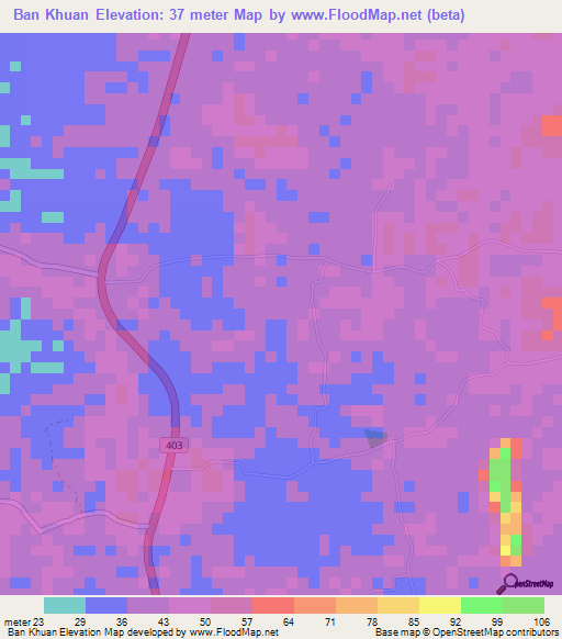 Ban Khuan,Thailand Elevation Map