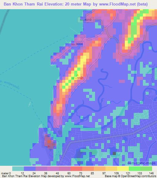 Ban Khon Tham Rai,Thailand Elevation Map