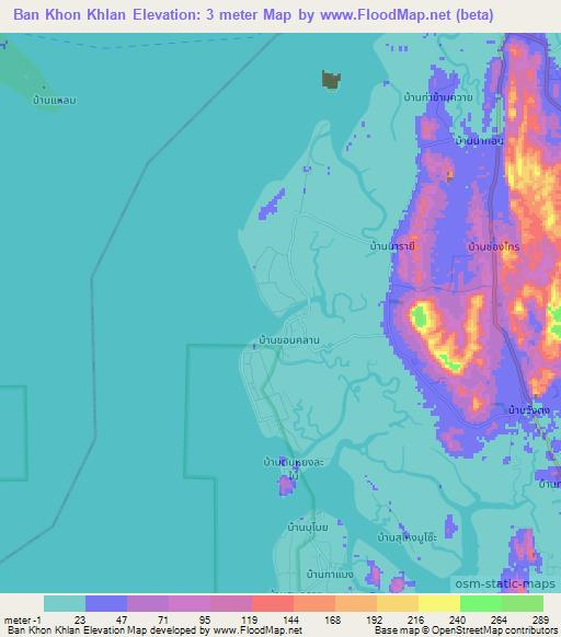 Ban Khon Khlan,Thailand Elevation Map