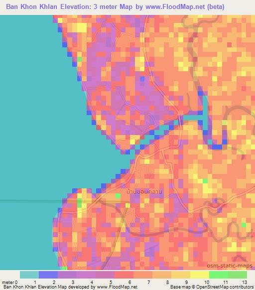 Ban Khon Khlan,Thailand Elevation Map