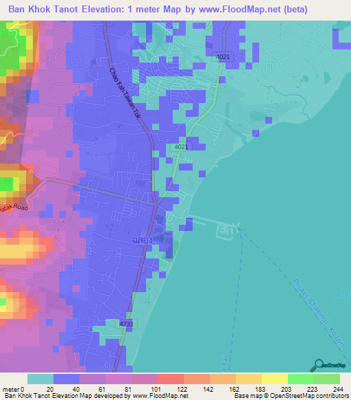 Ban Khok Tanot,Thailand Elevation Map