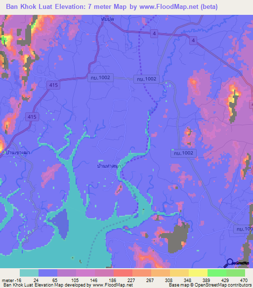 Ban Khok Luat,Thailand Elevation Map