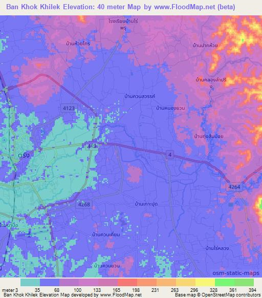 Ban Khok Khilek,Thailand Elevation Map
