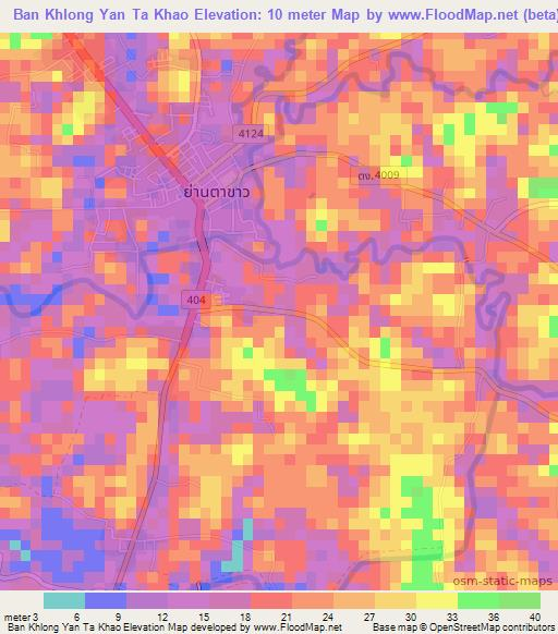 Ban Khlong Yan Ta Khao,Thailand Elevation Map