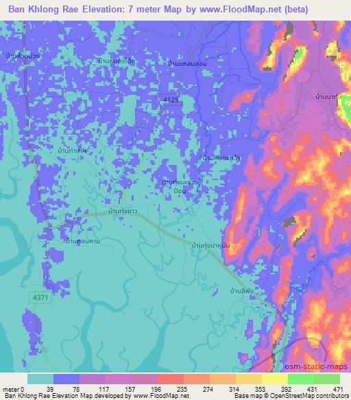 Ban Khlong Rae,Thailand Elevation Map
