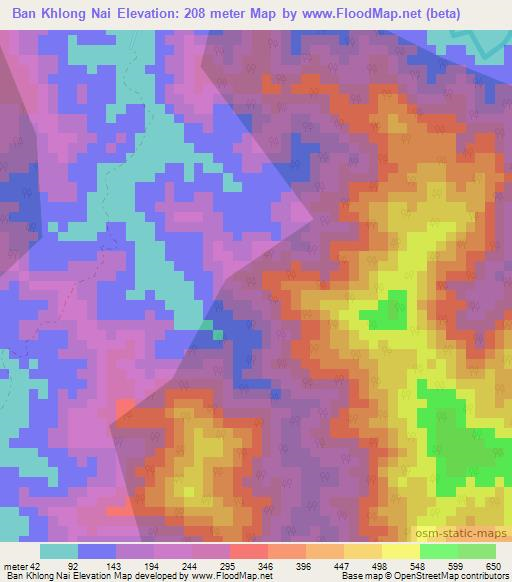 Ban Khlong Nai,Thailand Elevation Map
