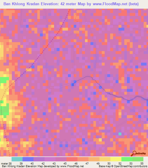 Ban Khlong Kradan,Thailand Elevation Map