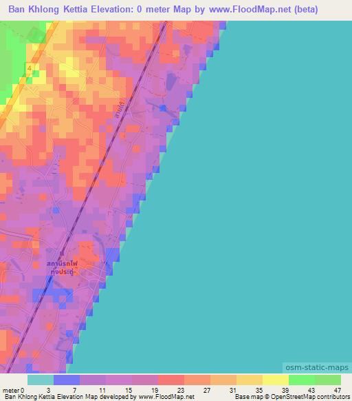 Ban Khlong Kettia,Thailand Elevation Map