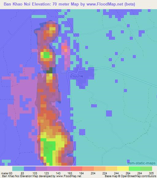 Ban Khao Noi,Thailand Elevation Map