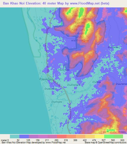 Ban Khao Noi,Thailand Elevation Map