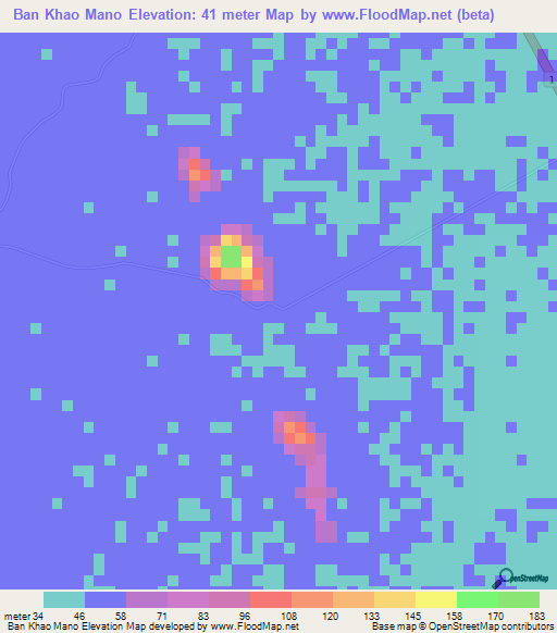Ban Khao Mano,Thailand Elevation Map