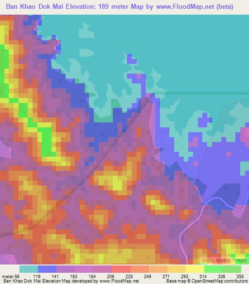 Ban Khao Dok Mai,Thailand Elevation Map