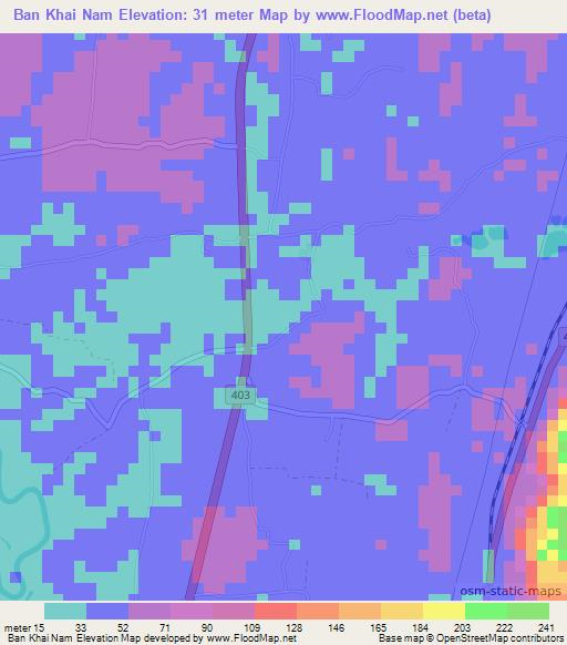 Ban Khai Nam,Thailand Elevation Map
