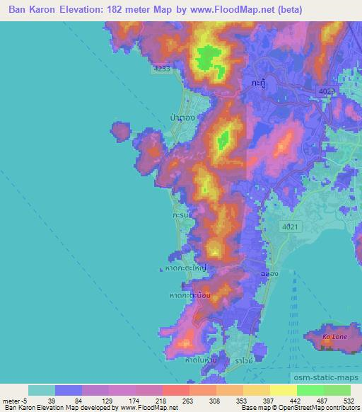 Ban Karon,Thailand Elevation Map