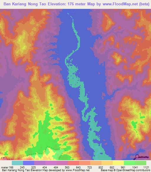 Ban Kariang Nong Tao,Thailand Elevation Map