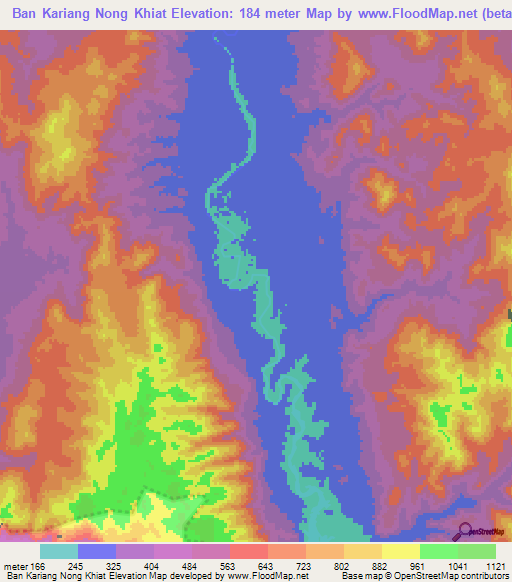Ban Kariang Nong Khiat,Thailand Elevation Map