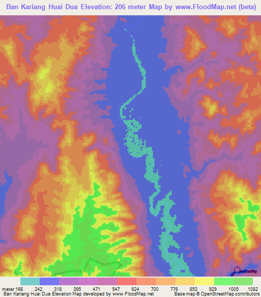Ban Kariang Huai Dua,Thailand Elevation Map