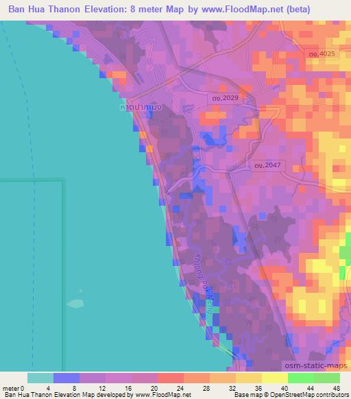 Ban Hua Thanon,Thailand Elevation Map