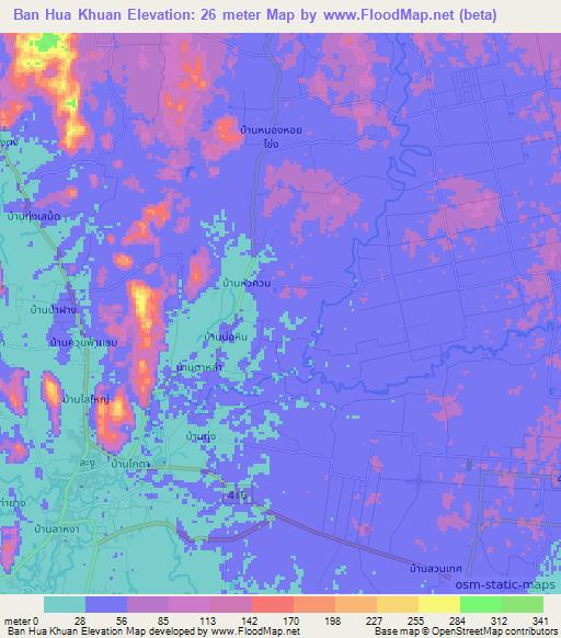 Ban Hua Khuan,Thailand Elevation Map
